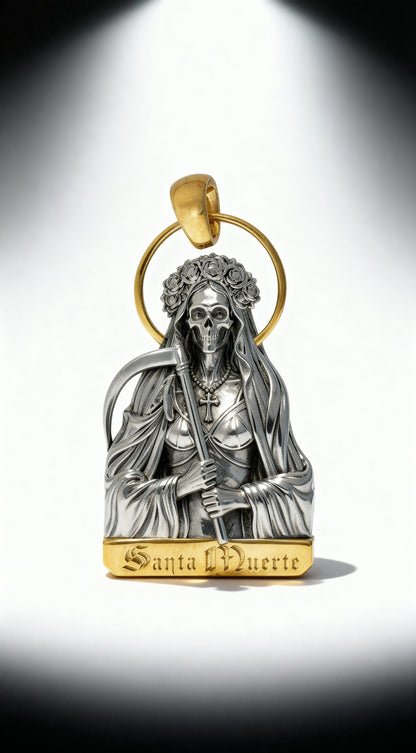 Santa Muerte Pendant .925 Silver (Gold & Rhodium Plated)