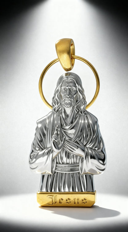 Jesus Pendant .925 silver (Gold & Rhodium Plated)