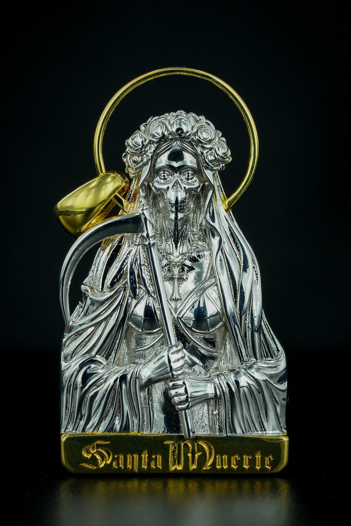 Santa Muerte pendant 925 silver devotional necklace by Blesd Jewelry